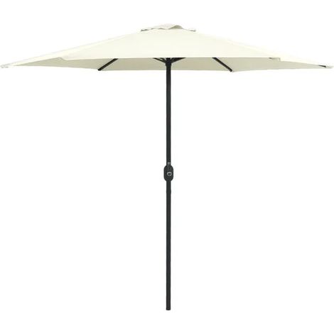 Parasol de jardin et mât en aluminium, 270 x 246 cm, blanc sable (1/5)