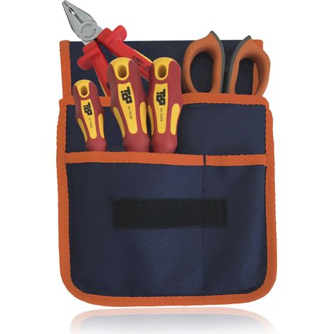 Marsupio Porta Utensili Elettricista con Pinza, Giraviti e Forbice – ETELEC T6701, 3 Scomparti Professionali