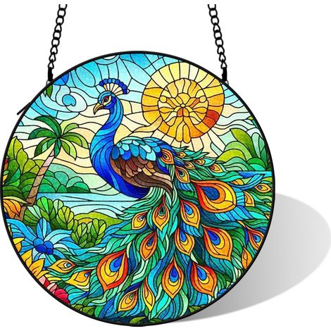 Vitrail coloré pour décoration murale, diamètre: 9 cm (1/5)