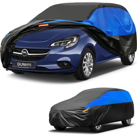 Housse de Voiture Imperméable et Respirante, Bâche pour Corsa, Housse de Voiture Noire et Bleue, Bâche de Garage Complète pour Protéger de la Pluie.,Convient pour Corsa (1/5)