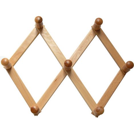 appendiabiti estensibile in legno faggio 7 ganci attaccapanni 40 cm (1/2)