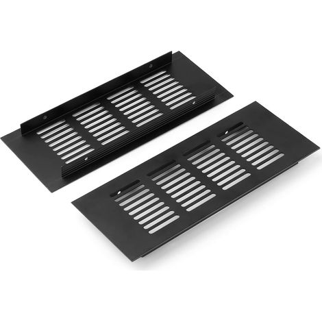 Lüftungsgitter aus schwarzer Aluminiumlegierung, 20 x 8 cm, Abdeckung für Schränke, Regale und Möbel, diskrete Belüftung (1/5)