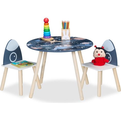 Juego de mesa y sillas para niños: temática de dinosaurios y espacio