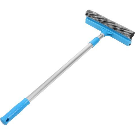 Detergente multiuso per finestre, piastrelle e parabrezza auto, con manico telescopico regolabile e rimovibile (blu). (1/5)