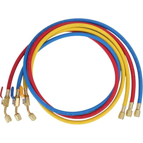 Lot de 3 tuyaux charge réfrigérant AC avec robinet à bille 500 (1/5)
