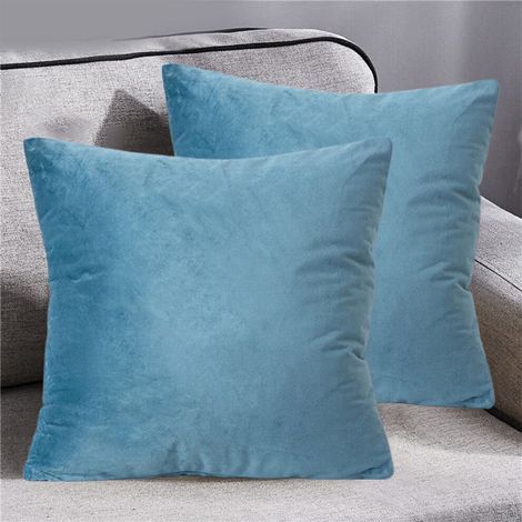Taie d'oreiller bleue 45 x 45 cm en polyester décoré - Fermeture éclair, lavable en machine, idéale pour canapé/salon, coussin non inclus (1/5)