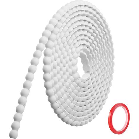 3M x 10mmMoulure Murale Décorative Adhésive Blanc Moulure en PVC Flexible avec Bordure Perlée 3D, Baguette de Finition Hydrofuge pour Cadre de Miroir (1/5)