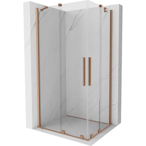 Mexen Velar Duo cabine de douche coulissante 100 x 90 cm, transparent, cuivre brossé - 871-100-090-02-65 (1/5)