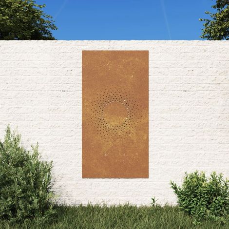 Plaque Tableau Décoration Murale Jardin : Soleil. En Corten (1/5)