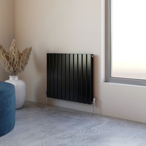 Acezanble 600x748mm Double Black Horizontal Flat Panel Central Heating Designer Radiator
