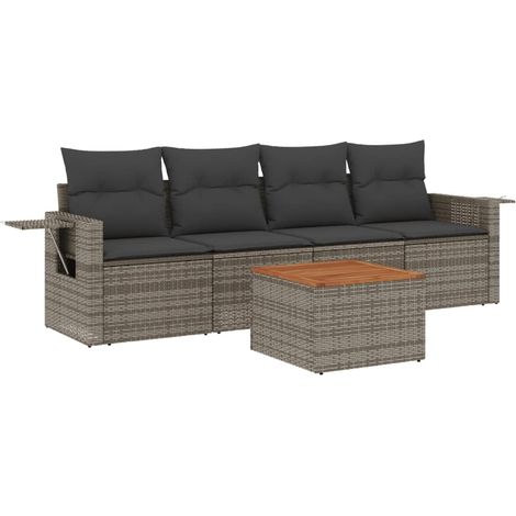 Maison Exclusive - 5-tlg. Garten-Sofagarnitur mit Kissen Grau Pol