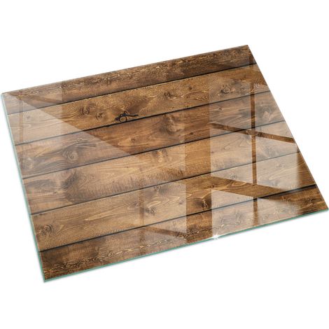 Kaminofen Glasplatte Funkenschutz Kaminplatte Kaminglas Ofenglas gehärtetem Glas mit Motiv Holzbrett mit Maserung 60x40