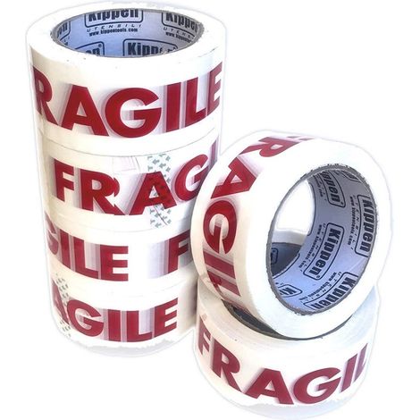 Paquete De 6 Rollos Cinta Adhesiva Para Embalaje Escritura Fragil 66mt X 48mm - (1/2)