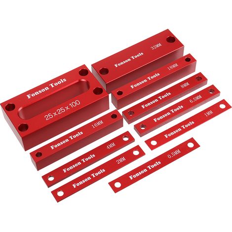 9pcs 1-25mm métriques Blocs de configuration du travail du bois jauge de hauteur barres de configuration en alliage d'aluminium de précision pour accessoires de routeur scie à table Hasaki (1/4)