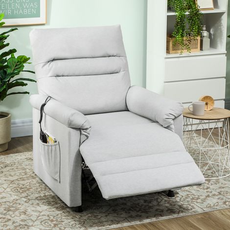 Sillón reclinable eléctrico con masaje y calefacción, reposapiés, motor silencioso, 82x99x106cm, gris
