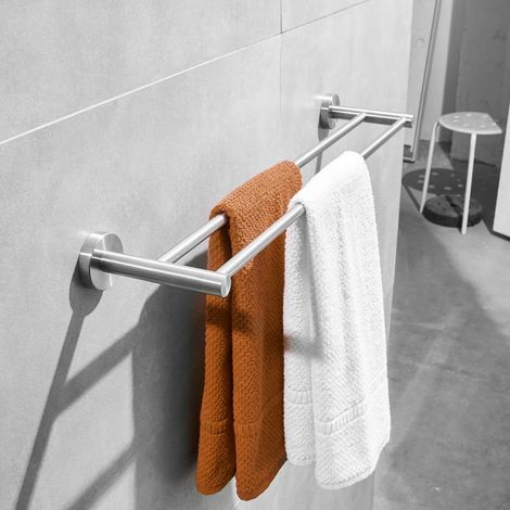 Porte-serviettes double mural, 80 cm, acier inoxydable brossé SUS304, salle de bain (1/5)