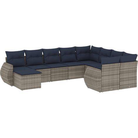 Maison Exclusive - 10-teiliges Gartensofa-Set mit Kissen, grau, P (1/5)