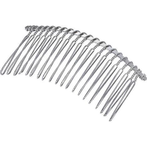 Lot de 5 peignes à cheveux en métal, pinces à cheveux en fil de fer, peignes à voile, peignes insérés pour femmes et filles (blanc 20K)-7.50X3.50X0.20CM (1/3)