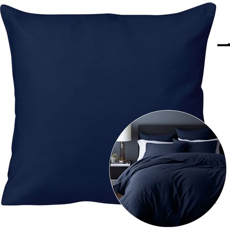 Federa cuscino raso di cotone blu navy scuro 026/40x40. (1/5)