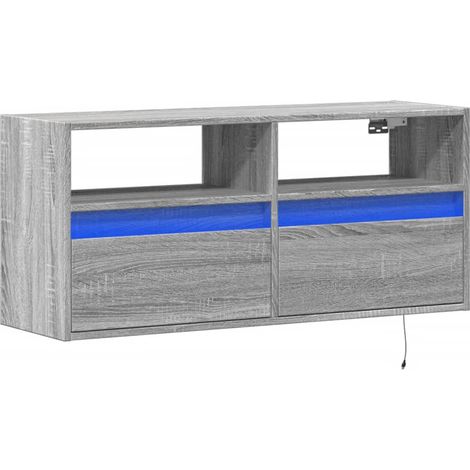 Mobile TV multimediale scaffale per televisione televisione buffet sala da pranzo soggiorno camera da letto a parete con luci LED sonoma 100 x 31 x 45 cm grigio 020028036