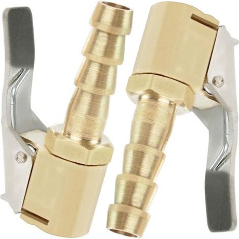 2 Pièces Embout de Gonflage,Embout Gonflage Pneu Voiture,Embout Gonfleur avec Clip,Gonflage Valve Clip Pince Connecteur Adaptateur,pour Valves de Pneu,en Laiton,8mm (1/5)