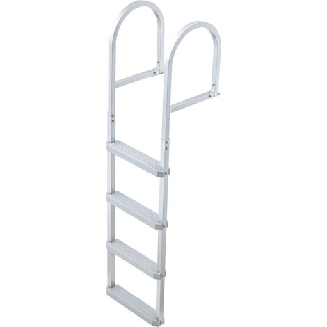 Abnehmbare 4-stufige Deckleiter aus Aluminiumlegierung für Pontonboote, breite, rutschfeste PP-Stufen, Tragkraft 227 kg, Schnellbefestigung, zum Schwimmen, für Seen, Pools und Bootsfahrten (1/5)