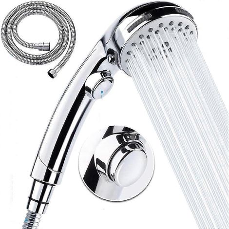 Douchette à main avec 5 réglages, haute pression, bouton pause et flexible, pour une utilisation quotidienne dans la salle de bain.-AquaForge (1/5)