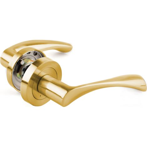 Manilla aluminio con roseta 50mm handlock curva oro brillo