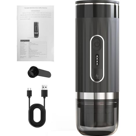 Machine à café espresso portable Toivize CM-2188 3-en-1, 20 bars, acier inox, batterie rechargeable, pour capsules et moulu (1/5)