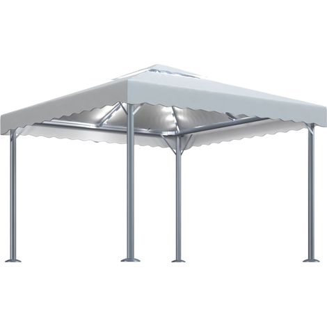 Tonnelle avec guirlande lumineuse LED 300x300cm Crème Aluminium (1/5)