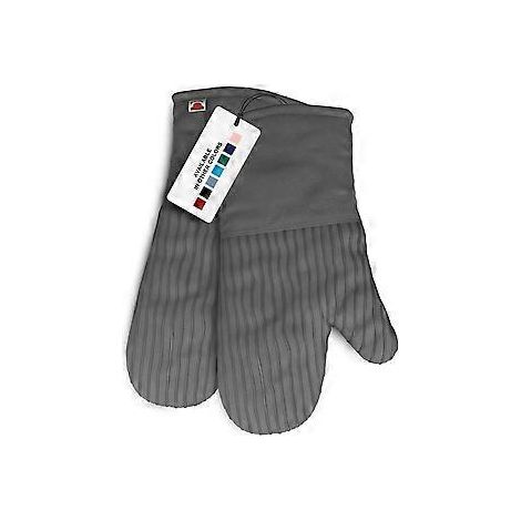 Ofenhandschuhe, 2er-Set, höchste Hitzebeständigkeit, dick gesteppte Handschuhtaschen, rutschfeste Silikonstreifen für extra Halt, leicht zu waschen und zu verstauen