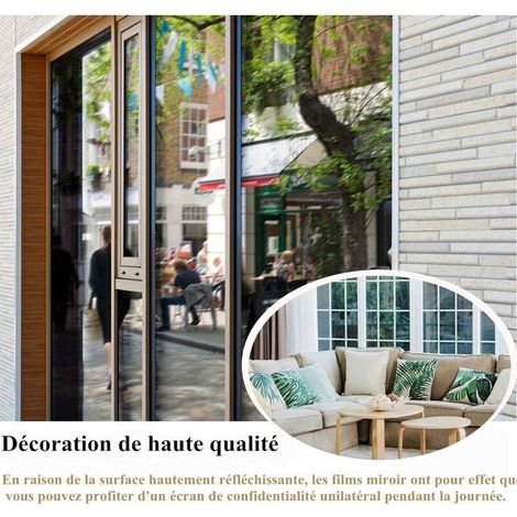 (40x200cm)Fenêtre Anti Regard Film Miroir sans Tain Anti UV Film de Protection Solaire Film Auto-Adhésif Vitrage Film décoratif pour fenêtre (1/3)