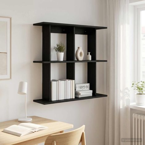 vidaXL Wall Shelf Wall-Mounted Black Oak 80 x 20 x 75 cm (1/5)