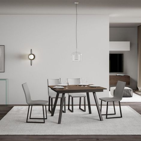 Tavolo allungabile 90x120/180 cm Mirhi Noce telaio Antracite (1/5)