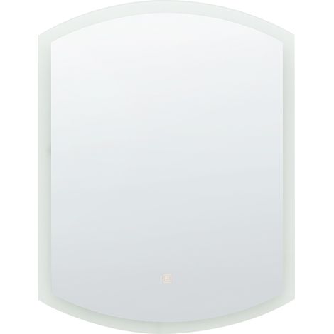 Espejo de pared LED de vidrio plateado 60 x 78 cm maquillaje ovalado Beziers