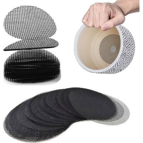 100 perforierte Netzmatten (5 cm Maschenweite) für Blumentöpfe – Bodenschutzgitter – Gartengeräte, Töpfe nicht enthalten (1/5)