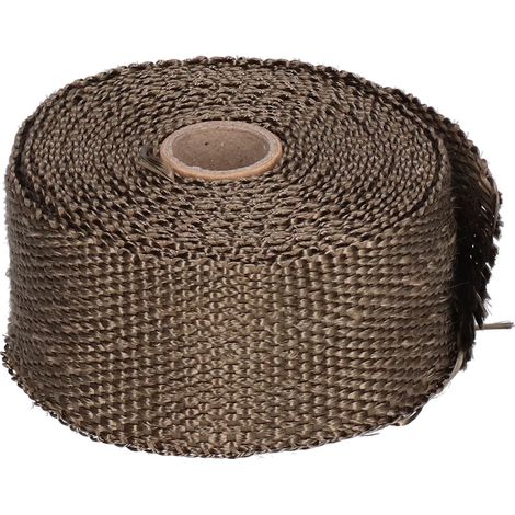 Ruban isolant thermique pour échappement de 5 m en fibre de verre avec attache en acier allié pour voiture et moto - Marron (1/5)