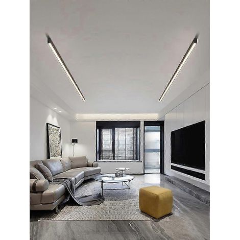 Lampe linéaire murale minimaliste à LED, longue bande, pour balcon, couloir, vestiaire, salon, salle à manger, plafonnier, noir (lumière blanche 6000K, lumière chaude 3000K) (1/5)