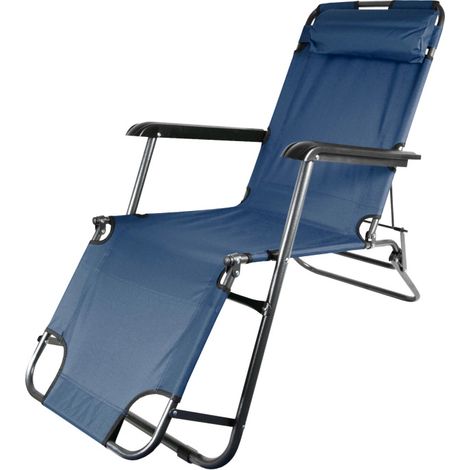 Aga Sonnenliege mit Fußteil DS713 Blau, leicht & klappbar, Stahl - pulverbeschichtet, UV-beständig, Liegestuhl, Gartenstühle, Gartenliege, Relaxsessel mit Kopfpolster, Camping Garten Balkon