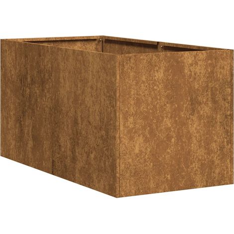 Jardinière rectangulaire ouverte pour balcon jardin 40 x 80 x 40 cm espace de culture idéal tendance en acier rouillé (1/5)