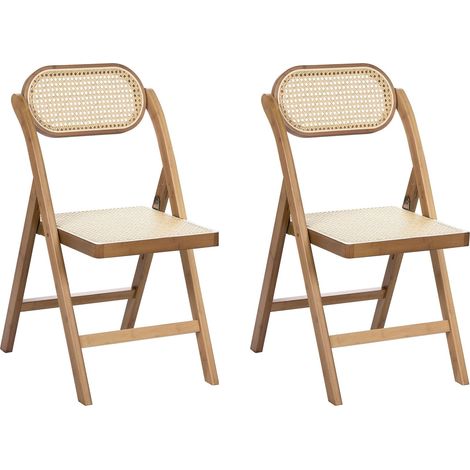 Lot de 2 Chaises de Salle à Manger Bohème en Bois de Bambou et Rotin PE Pliantes Cuisine Marron Oraison (1/5)