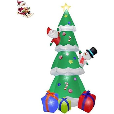 Sapin de Noël Gonflable - 2,1 m - LED Intégrées - Pour Extérieur Jardin Cour - 1 Pièce