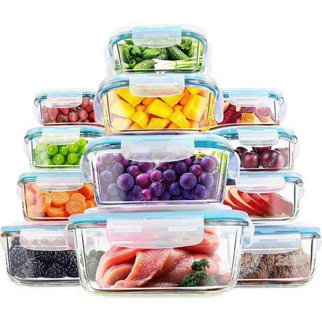 Boite Alimentaire Verre 24Pièces, 12 Boite Conservation Verre, 12 Couvercles Transparents, boite Allant Au Lave-Vaisselle, Au Congélateur Et Micro-Ondes, Sans BPA (1/5)