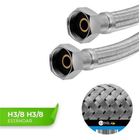 Tuyaux standard H3/8 H3/8 20 cm en acier inoxydable, lot de 10