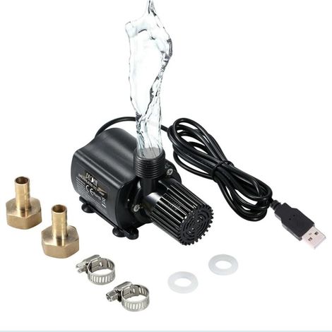 Mini Pompe À Eau DC 5V 500L/H Pompe Eau Submersible Aquarium Pump Ultra Silencieuse Pompe De Fontaine Avec Câble D'alimentation De 1,5 M, 2 Buses (1/5)