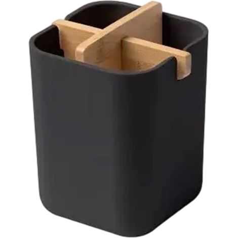 Soporte para cepillos de dientes, fibra de bambú, 4 compartimentos, diseño minimalista, baño (1/5)