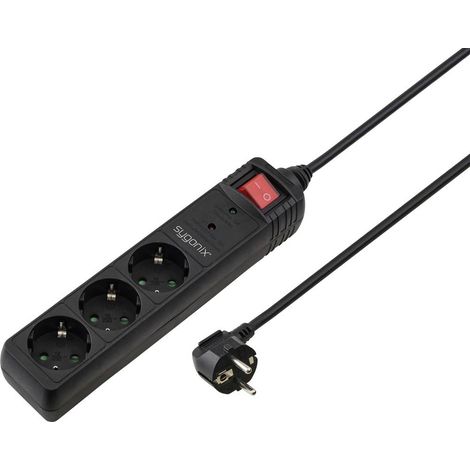 Sygonix SY-7055456 Multipresa con protezione da sovratensioni 3 scomparti Nero Schuko 1 pz. (1/5)