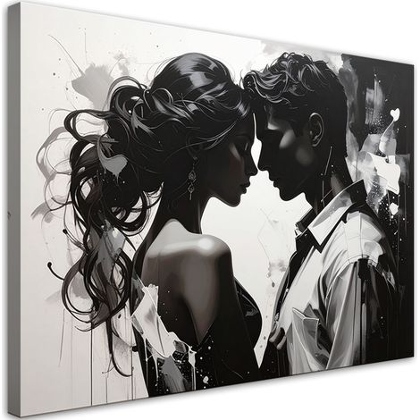 Leinwandbilder Romantisches Paar in schwarz-weißer künstlerischer Komposition 90x60