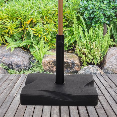 Outsunny Pied de parasol base de lestage parasol carré dim. 41.5L x 41.5I x 33H cm poids net 20 Kg ciment HDPE noir
