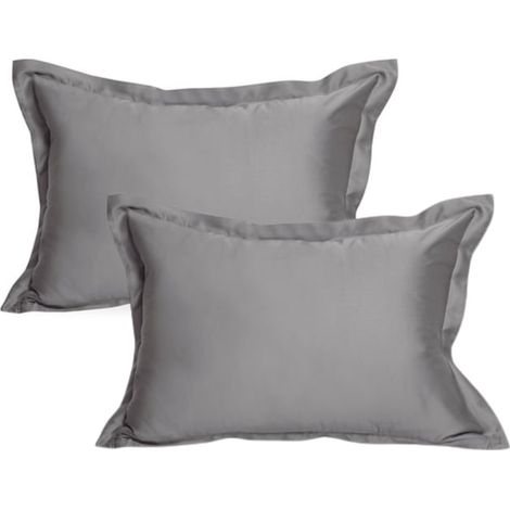 Lot de 2 taies d'oreiller Damask Satin DeLux - 100 % coton, 50 x 70 cm, gris taupe (1/2)
